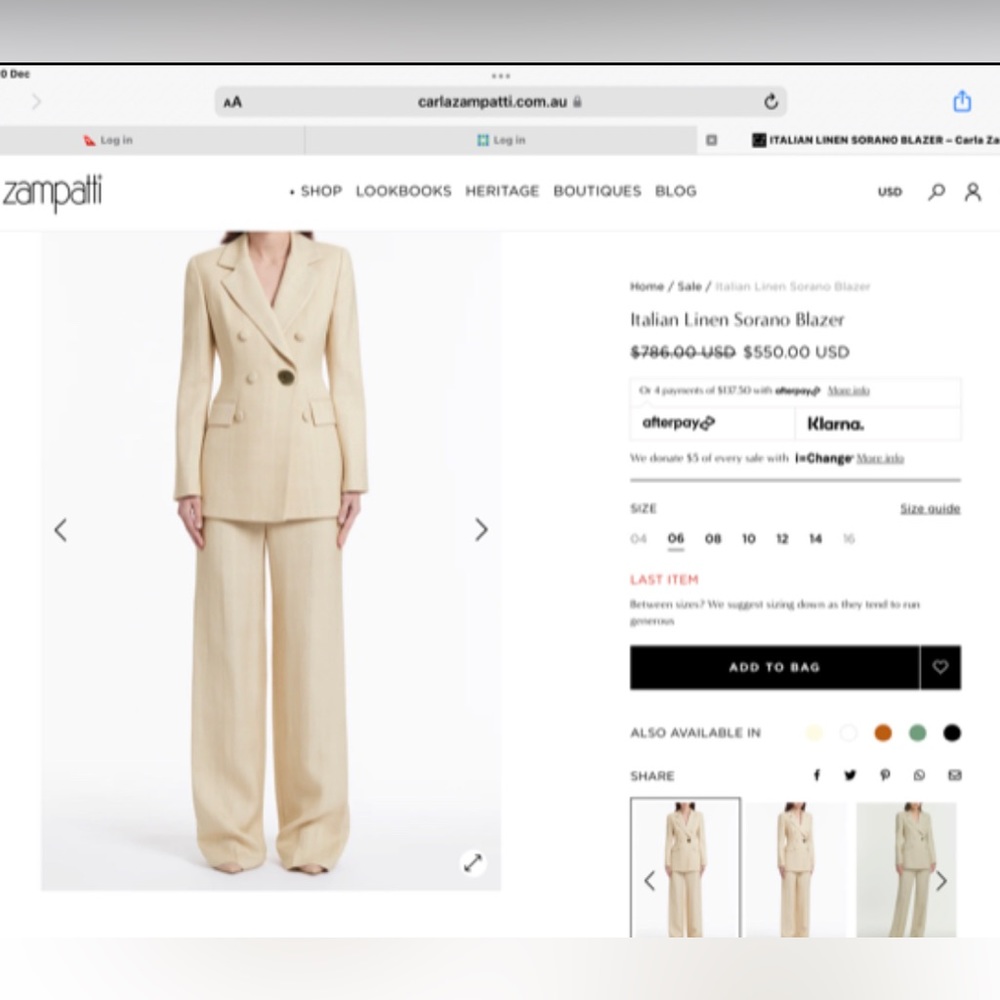 Carla Zampatto Italian Linen Blazer